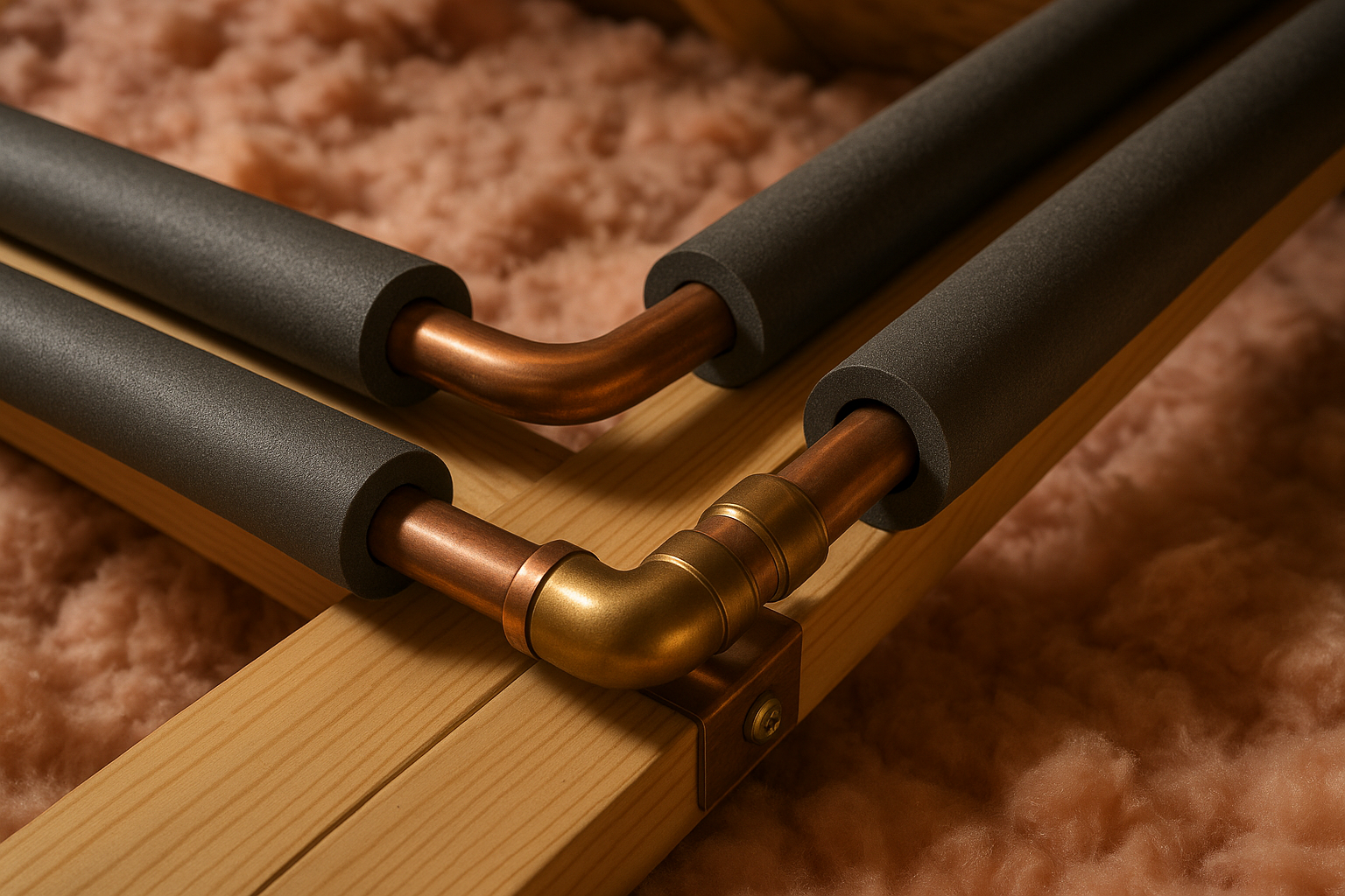 Insulated pipes to prevent freezing during winter